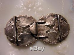 Belt Buckle Old Art Deco Silver Openwork Set With Rhinestone