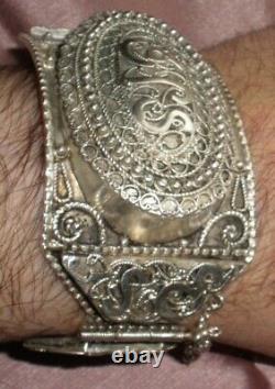 Big Old Berber Bracelet In Solid Silver Crab Stamp North Africa