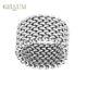 Big Old Style Silver Ring White Gold Rhodium 14g Shaped Mesh