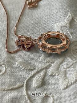Blue Topaz, Amethyst, Gold and Antique Silver Pendant Chain Necklace