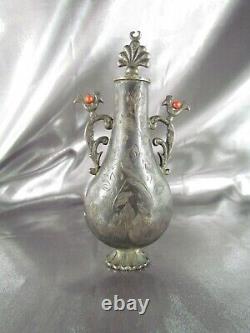 Bottle At Khôl Coral Silver, M'khala Algeria Late 19th Century, Ancient Ottoman Flask