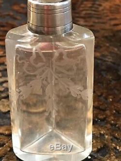 Box 4 Scent Bottles Perfume Crystal And Sterling Silver / Old Silverware