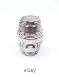 Box Nutmeg Ancient Solid Silver Form Barrel Nineteenth Nutmeg Grater