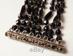 Bracelet 8 Row Pearl Clasp Silver Jet Old To 1920