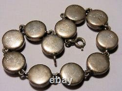 Bracelet Ancien 19th Emaux Bressans On Argent Punch Crabe