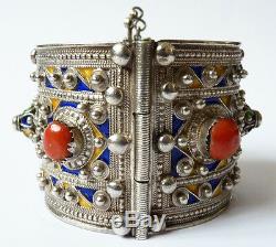 Bracelet Ethnic Silver + Enamel Maghreb Old Algeria 124 G Silver Bracelet