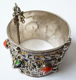 Bracelet Ethnic Silver + Enamel Maghreb Old Algeria 124 G Silver Bracelet