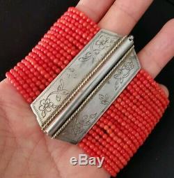 Bracelet Old Pearl Sterling Silver Coral To 1900