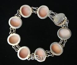 Bracelet Old Vermeil Sterling Silver With Cameos