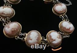 Bracelet Old Vermeil Sterling Silver With Cameos