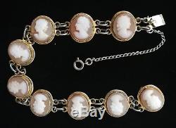 Bracelet Old Vermeil Sterling Silver With Cameos