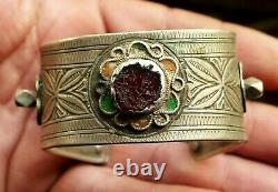 Bracelet Silver Old Email Jewelry Morocco Antique Moroccan Berber Silver Bangle