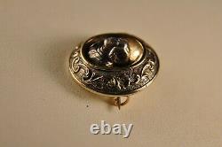 Brooch Ancient Silver Gold Massive Antique Solid Silver Gold Brooch