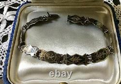 C1930 Ancient Massive Silver Bracelet Hand Scissors, Niellé, See