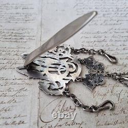 CHATELAINE Antique Silver MB Victorian Silver Watch Holder 19th Century