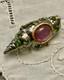 Cabochon Rubies Peridot In Gold, Silver, Antique Brooch, Creator