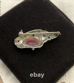 Cabochon Rubies Peridot in Gold, Silver, Antique Brooch, Creator