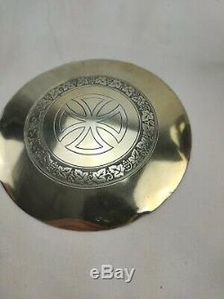 Chalice Paten Old Solid Silver Gilt Art Deco Cabochon Malachite And Bones