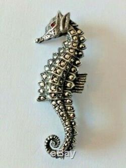 Charles Forgelot Old Seahorse Brooch Zoomorph Sterling Silver Art Deco