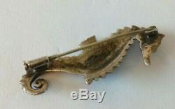 Charles Forgelot Old Seahorse Brooch Zoomorph Sterling Silver Art Deco