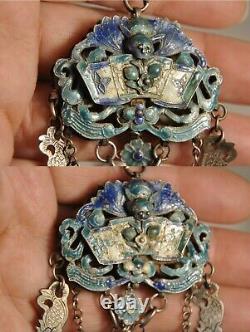 Chatelaine Old Silver Massif Emaille Antique Chinese Chatelaine Enamel Silver