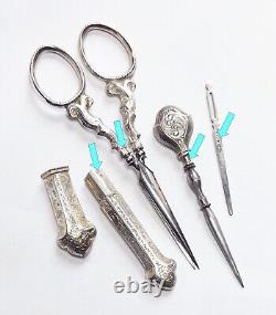 Coffret Necessaire De Couture Ancien Argent Scissors Sévrier French Sewing Etui