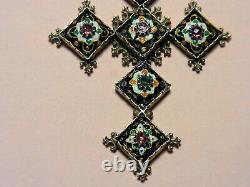 Croix Ancienne Xixème Emaux Bressans Fleur De Lys Mount In Argent