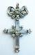 Cross Pendant In Solid Silver + Rhinestone Old Jewellery 19th Century Silver Cross