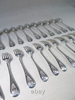 Doutre Roussel Former Household Cutlery Set Sterling Silver Dessert Flatware Paris