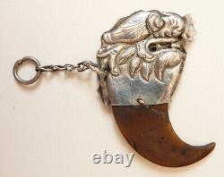 Dragon China Indochina Antique Silver Amulet Pendant 19th Century Jewel