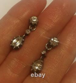 Earrings Regional Antique Silver Earrings And Massive Gold And Rhinestones (19th)