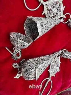 Essaouira silver filigree chest ornament with ancient perfume fibula