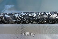 Exceptional Antique Chinese Umbrella Pommel In Sterling Silver