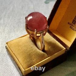 Exceptional Enormous Ruby Antique Ring In Vermeil Gold Pink/ Silver Massif