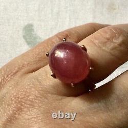 Exceptional Enormous Ruby Antique Ring In Vermeil Gold Pink/ Silver Massif