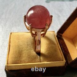 Exceptional Enormous Ruby Antique Ring In Vermeil Gold Pink/ Silver Massif