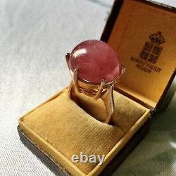 Exceptional Enormous Ruby Antique Ring In Vermeil Gold Pink/ Silver Massif