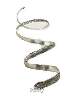 Exceptional Grand Old Snake Bracelet Sterling Silver Ruby Small 17 CM