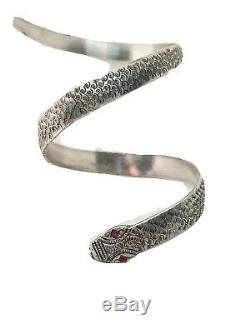 Exceptional Grand Old Snake Bracelet Sterling Silver Ruby Small 17 CM