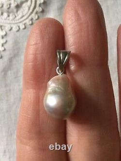 Exceptional Vintage Huge Real Pear-shaped Pearl, Solid Silver