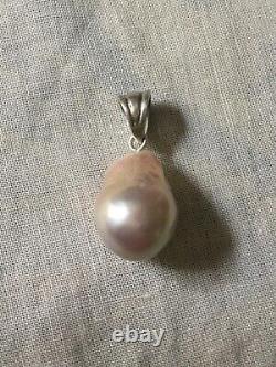 Exceptional Vintage Huge Real Pear-shaped Pearl, Solid Silver