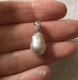 Exceptional Vintage Huge Real Pear-shaped Pearl, Solid Silver