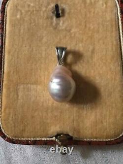 Exceptional Vintage Huge Real Pear-shaped Pearl, Solid Silver