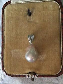 Exceptional Vintage Huge Real Pear-shaped Pearl, Solid Silver