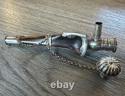 Exceptional Work of a 19th Century Sailor: Antique Pipe in Bone and Solid Silver