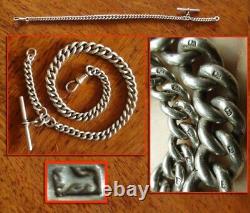 Extraordinary antique watch chain with 75 hallmarks! Solid silver 54g.