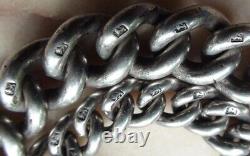 Extraordinary antique watch chain with 75 hallmarks! Solid silver 54g.