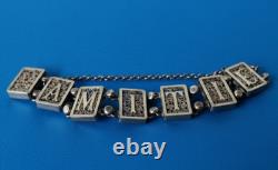 FRIENDSHIP Bracelet French Old Filigree Solid Silver Antique French Deb