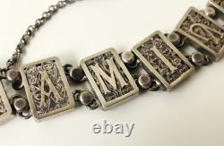 FRIENDSHIP Bracelet French Old Filigree Solid Silver Antique French Deb