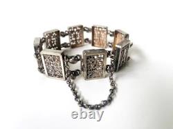 FRIENDSHIP Bracelet French Old Filigree Solid Silver Antique French Deb